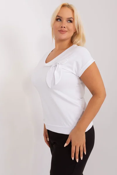 Výstřih do V bílá plus size dámská halenka FPrice