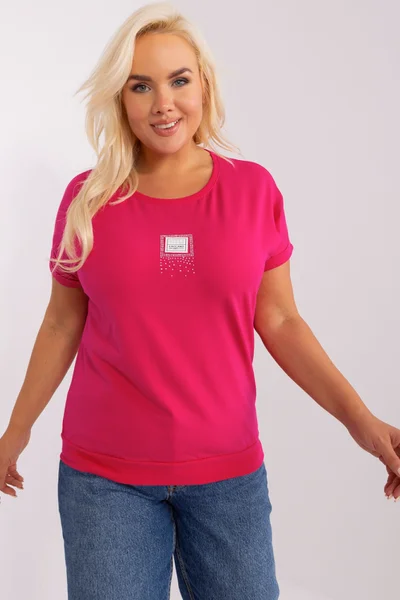 Růžová bavlněná dámská halenka plus size