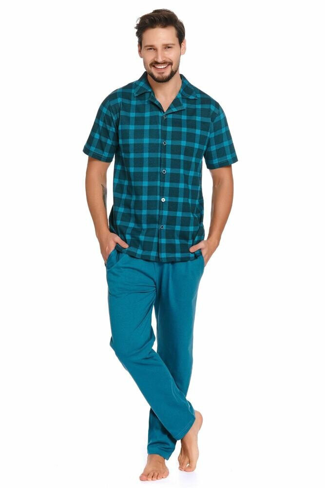 Pyžamo pro muže Luke modré káro Dn-nightwear, modrá XXL i43_71657_2:modrá_3:XXL_