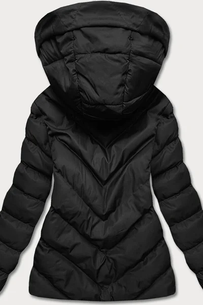 Zimní černá bunda s kapucí pro ženy - J.STYLE