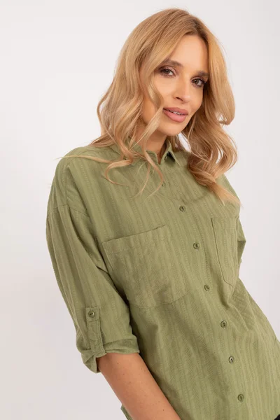 Khaki košile FPrice - Elegantní model