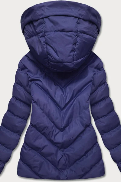Zimní modrá bunda s kapucí pro ženy - J.STYLE