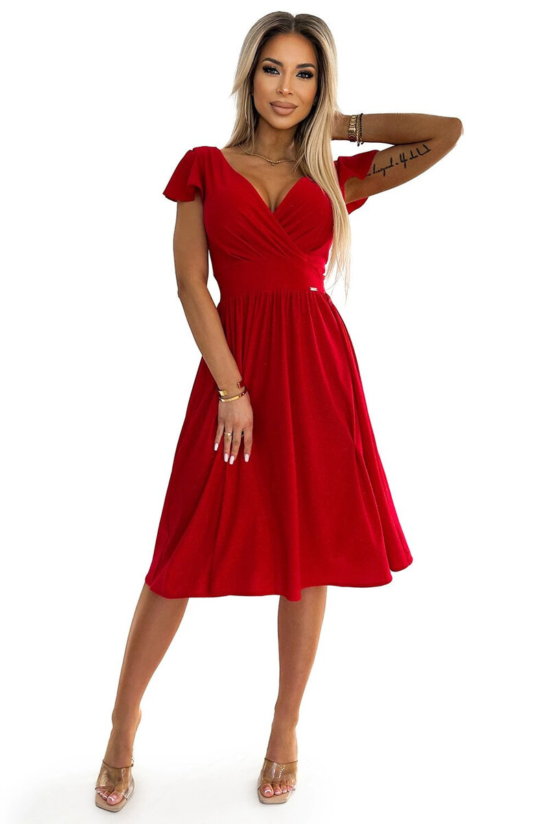 Červené psaníčkové šaty MATILDE Numoco, Červená XL i41_9999949658_2:červená_3:XL_