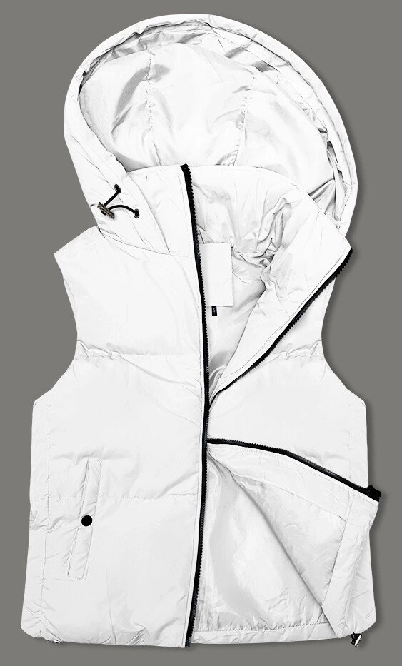 Stojáčková bílá dámská vesta s kapucí J.Style, odcienie bieli S (36) i392_23173-46
