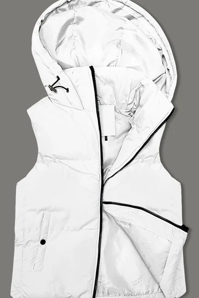 Stojáčková bílá dámská vesta s kapucí J.Style