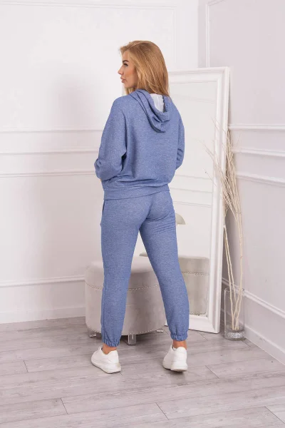 Dámská denim set mikina a kalhoty s kapucí K-Fashion