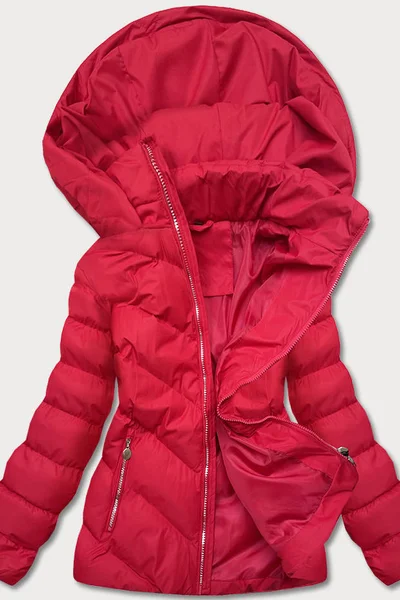 Zimní červená bunda s kapucí pro ženy J.STYLE