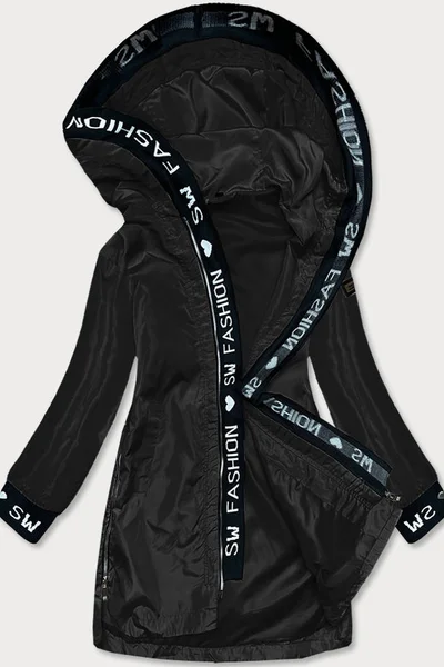 Tenká černá bunda pro ženy s ozdobnou lemovkou 4A5T7K S'WEST