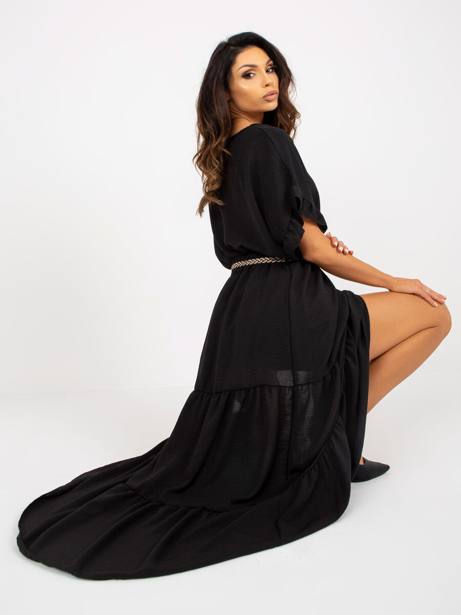 Černá letní sukně s volánem a elastickým pasem, jedna velikost i523_2016103385584