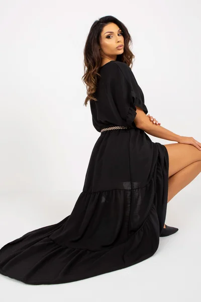 Černá letní sukně s volánem a elastickým pasem
