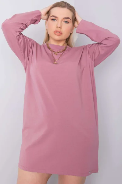 Dámské dusty růžové bavlněné šaty plus velikosti FPrice