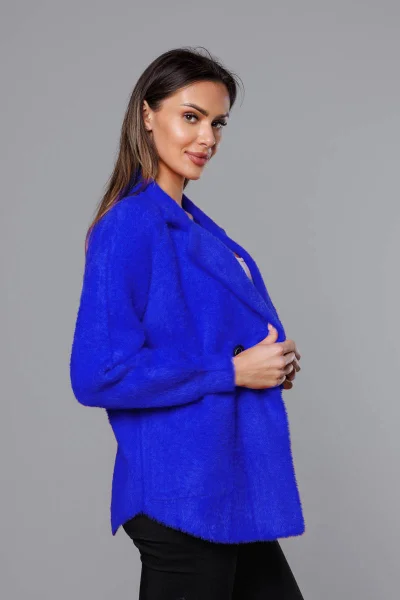 Modrý alpakový kabát Made in Italy v chrpovém odstínu