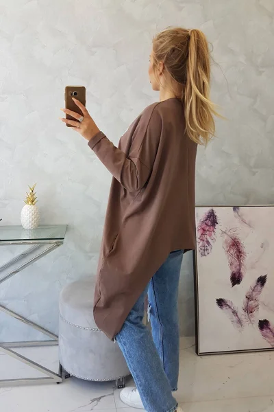 Dámská motýlí halenka oversize mocca K-Fashion