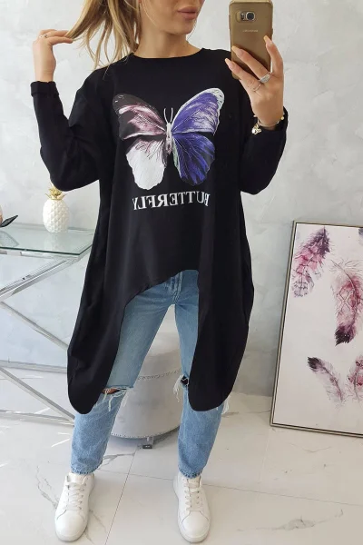 Oversize dámská motýlí halenka černá K-Fashion