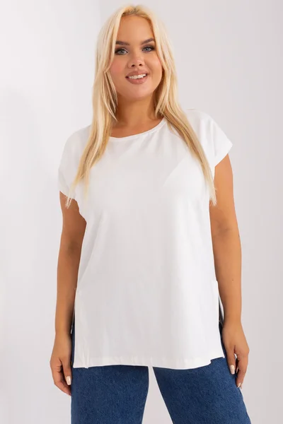 Ecru Plus Size Dámská Halenka s Rozparky - FPrice