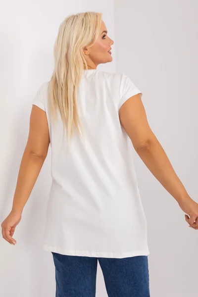 Ecru Plus Size Dámská Halenka s Rozparky - FPrice