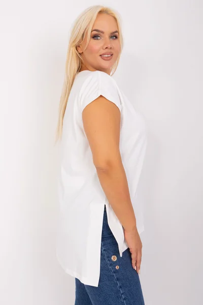 Ecru Plus Size Dámská Halenka s Rozparky - FPrice