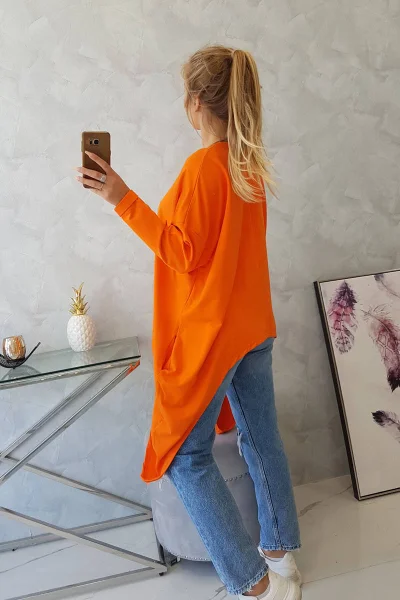 Oversize oranžová halenka s motýlím potiskem - K-Fashion