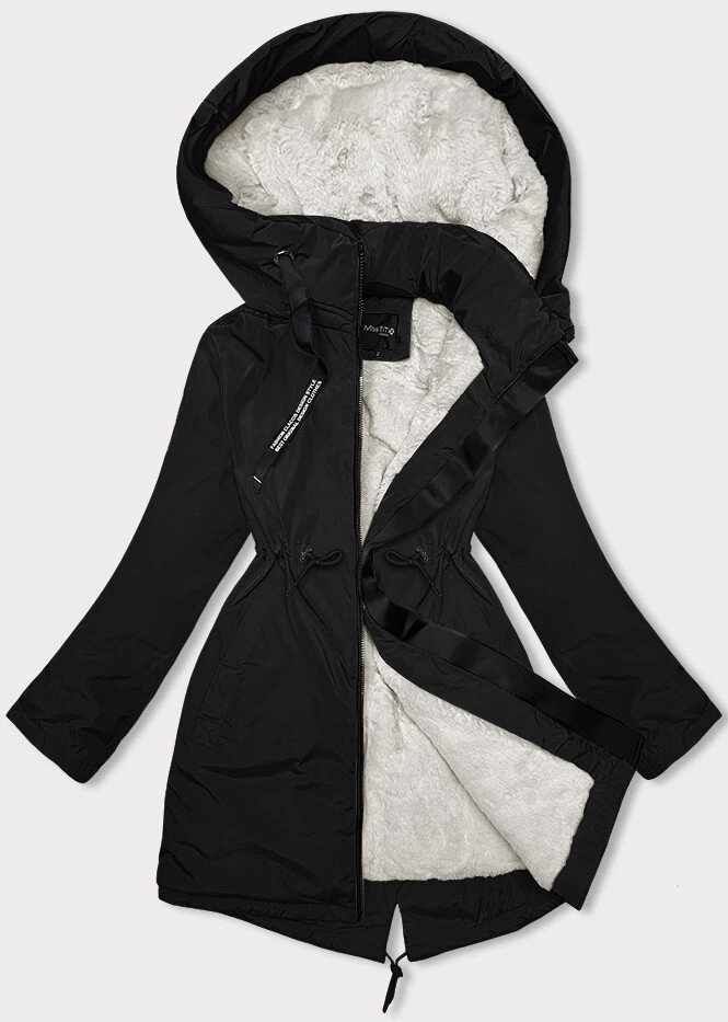 Zimní bunda s kožešinovou podšívkou a kapucí - Černá Glakate Miss TiTi, odcienie czerni XXL (44) i392_23091-48