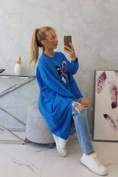 Oversize dámská halenka s chrpovým potiskem K-Fashion