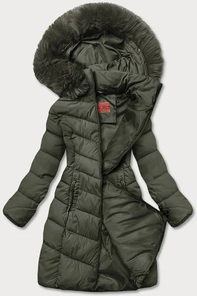 Zimní bunda YES!PINK s odnímatelnou kapucí v khaki barvě