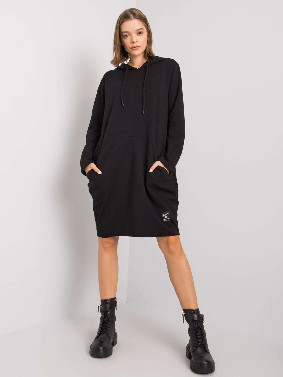 Dámské černé mikinové šaty FPrice, L/XL i523_2016103016631