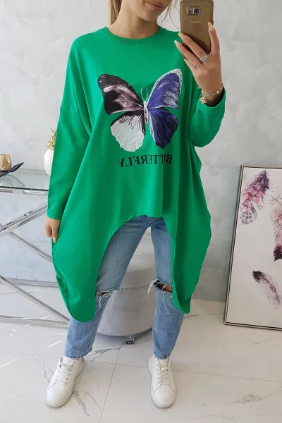 Oversize dámská halenka s motýlím potiskem K-Fashion