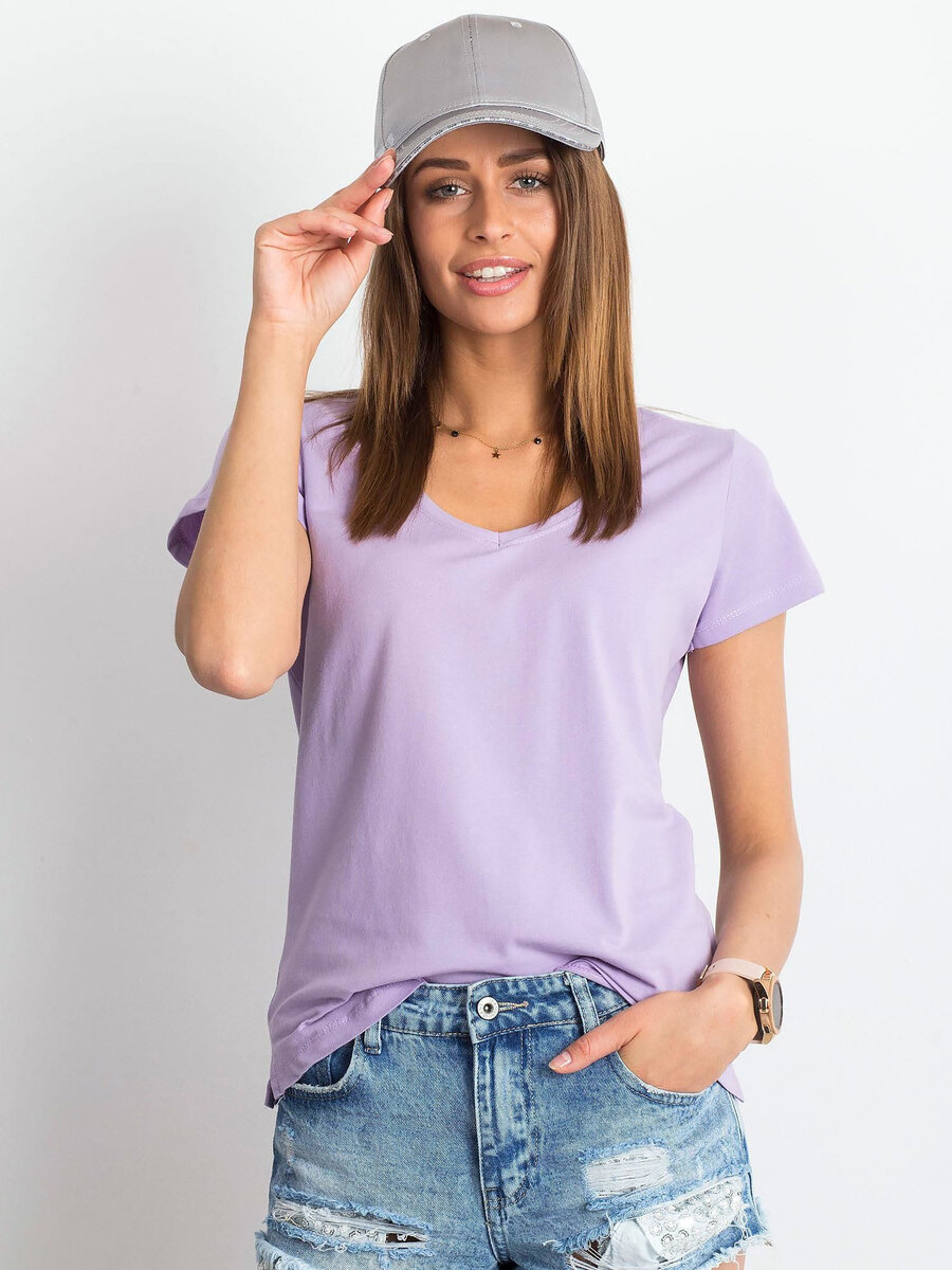 Dámské světle fialové tričko s výstřihem do V FPrice, XS i523_2016102180722