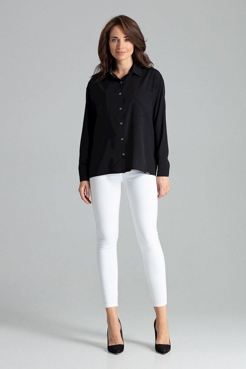 Černá dámská košile s dlouhým rukávem - Elegantní Lenitif, černá XL i10_P45185_1:3_2:93_