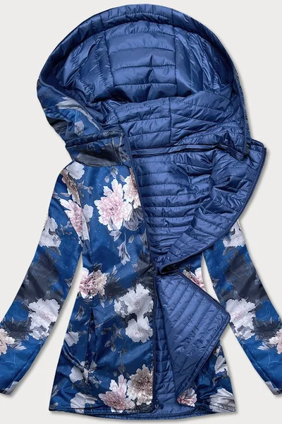 Světle modrá dámská oboustranná bunda s kapucí V2942 Andrea Lee