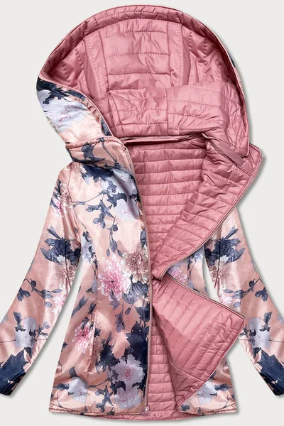 Růžová dámská oboustranná bunda s kapucí 88B Andrea Lee