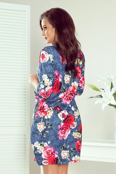 SOPHIE - Pohodlné dámské oversize šaty s květinovým vzorem na džínovině I87TJ3 Numoco