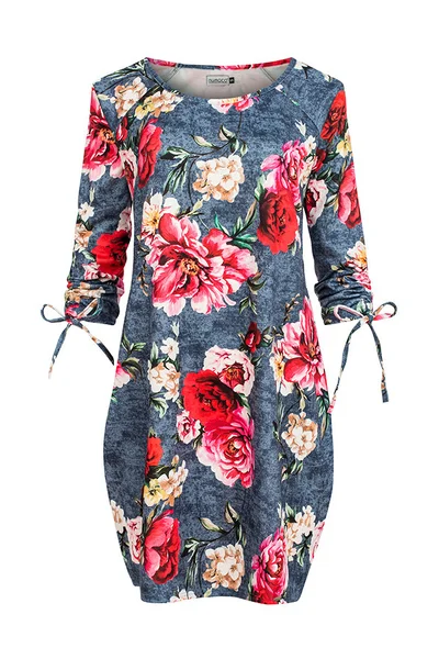SOPHIE - Pohodlné dámské oversize šaty s květinovým vzorem na džínovině I87TJ3 Numoco