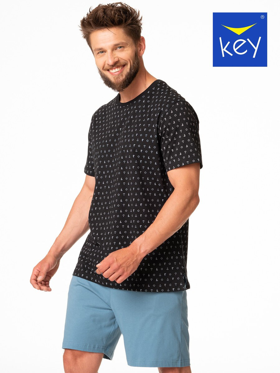 Mužská pohodlná pyžama Key Comfort 3XL-4XL, černá 3xl i384_17365586