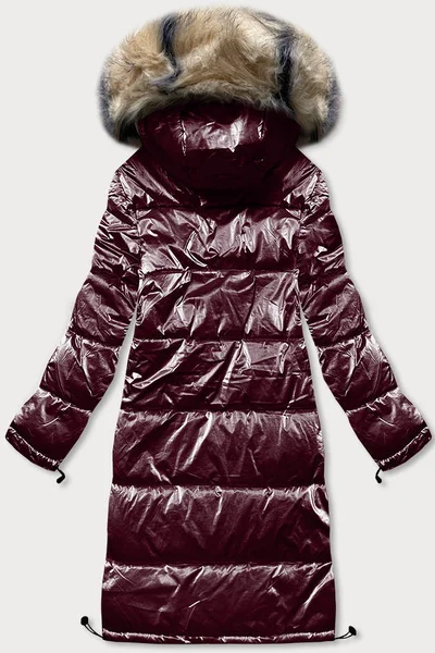 Zimní lesklá bunda s odnímatelnou kapucí v červené barvě - AMNS