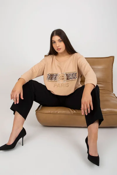 Dámská béžová halenka Fashionhunters Plus Size