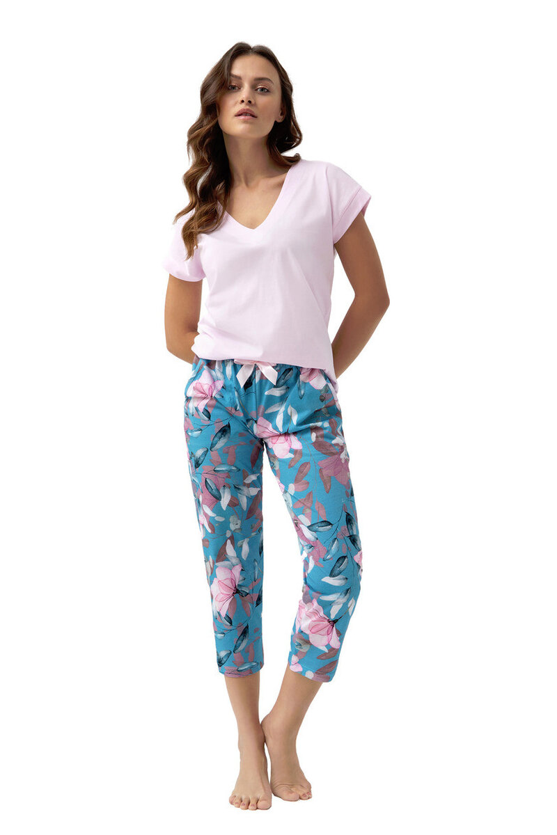 Růžové pyžamo pro ženy Luna 3XL s mašlemi, Růžová XXXL i170_637-XXXL-1