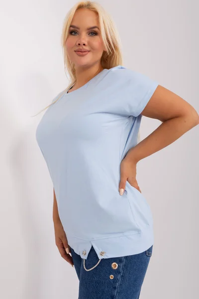 Modrá plus size bavlněná dámská halenka FPrice