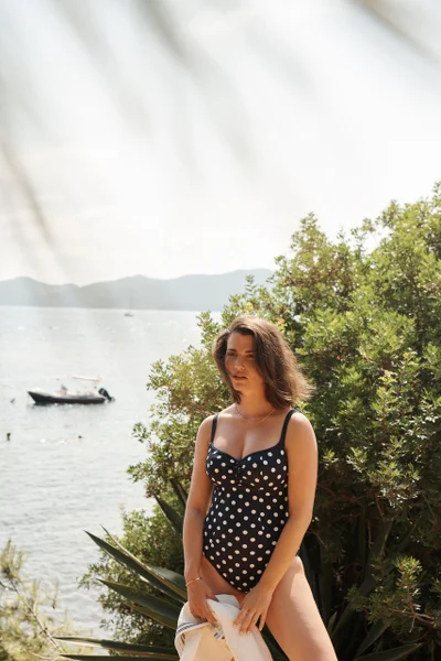 Jednodílné plavky Anya Riva Balconnet navy/vanilka Swimwear