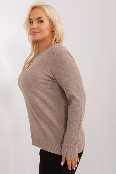 Dámský plus size svetr s knoflíky tmavě lila FPrice