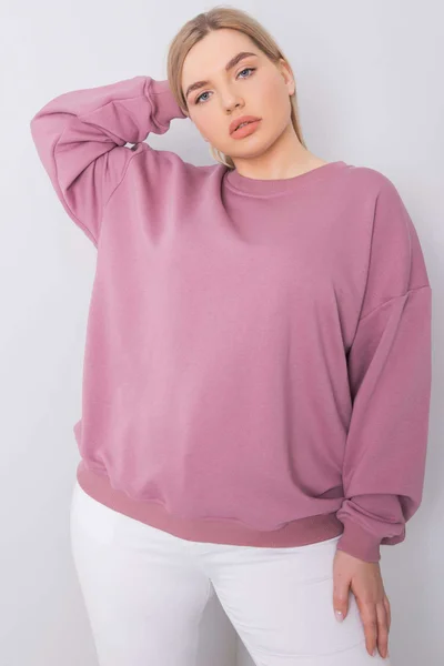 Dámská pudrově růžová mikina Plus Size bez kapuce FPrice