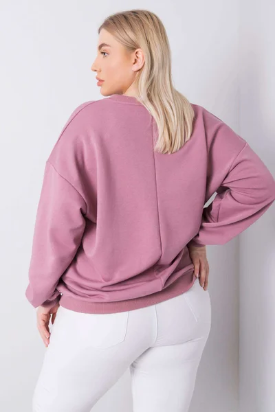 Dámská pudrově růžová mikina Plus Size bez kapuce FPrice