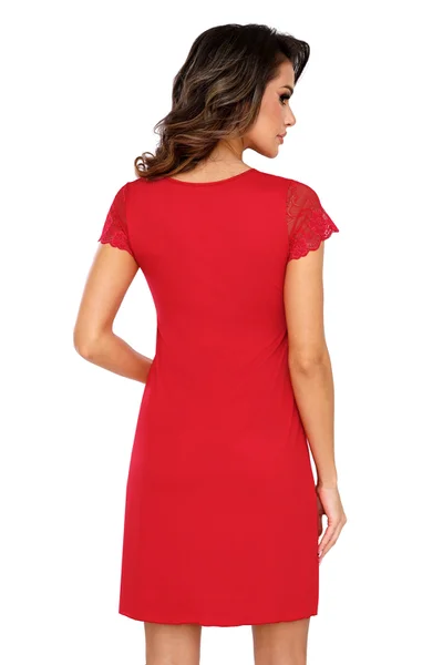 Červená pohodlná košilka s krajkou - Elegantní Donna