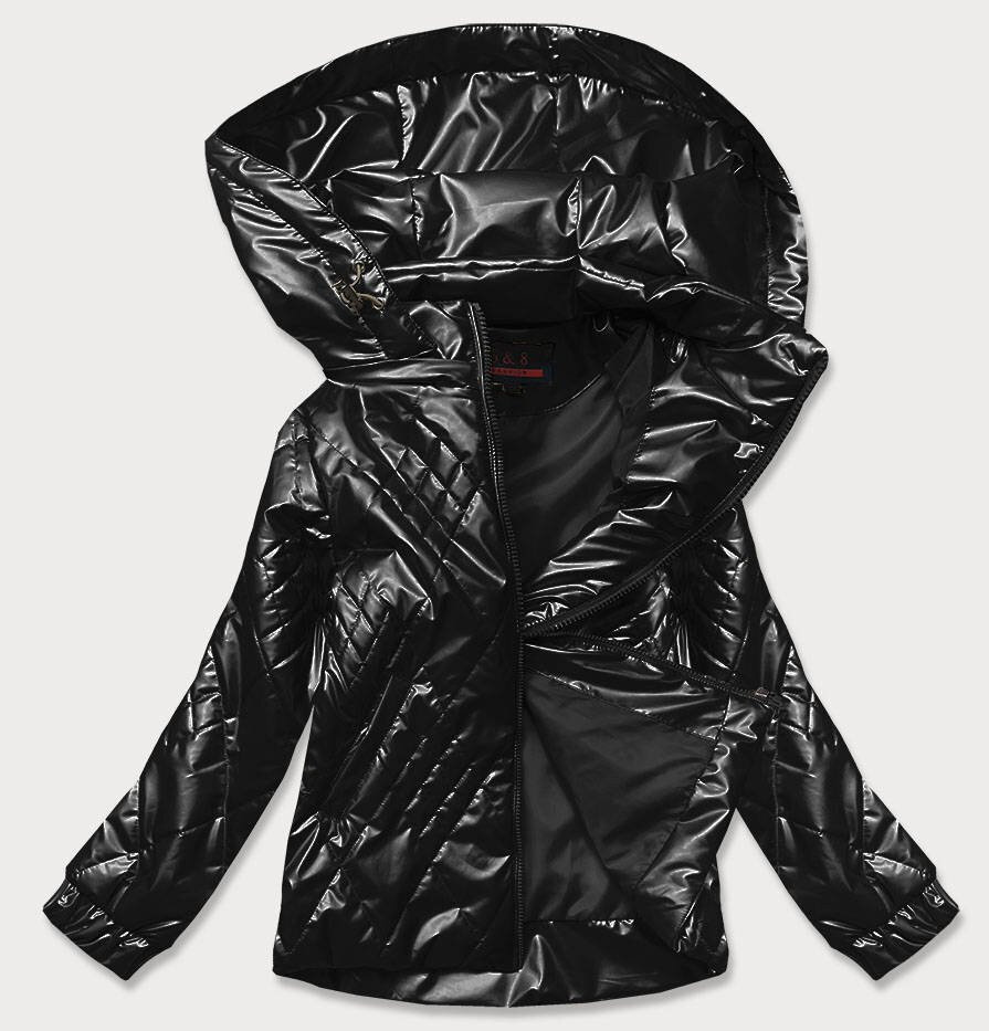 Černá dámská lesklá bunda DV2P 6&8 Fashion, odcienie czerni L (40) i392_17153-49