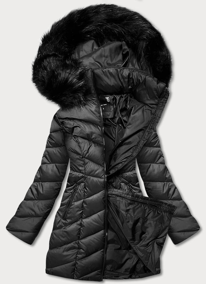 Zimní bunda DROMEDAR s odnímatelnou kožešinou, odcienie czerni S (36) i392_20893-46