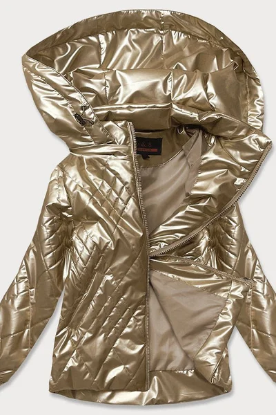 Zlatá dámská lesklá bunda 6RS132 6&8 Fashion