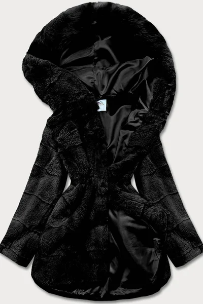 Černá kožešinová bunda s kapucí YES!PINK