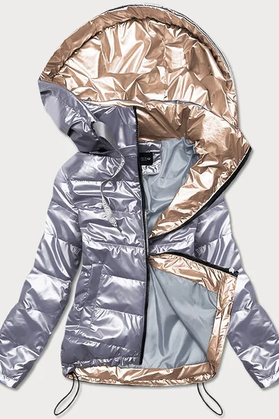 Šedá bunda pro ženy se zlatými prvky 1K9T Miss TiTi
