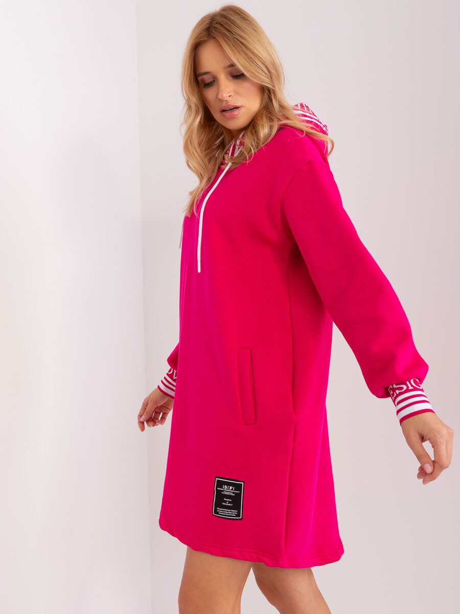 Fuchsiové teplákové šaty s oversize střihem, L/XL i523_2016103484782