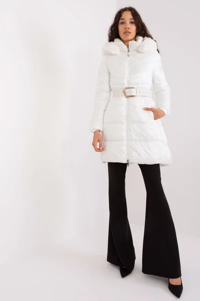 Zimní bílá péřová bunda s kožešinou - FPrice